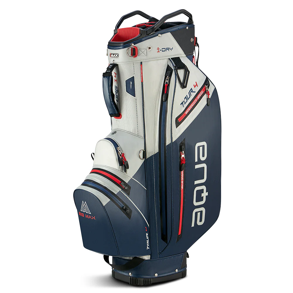 Big Max Aqua Tour 4 Golf Cart Bag - Off White Navy Red
