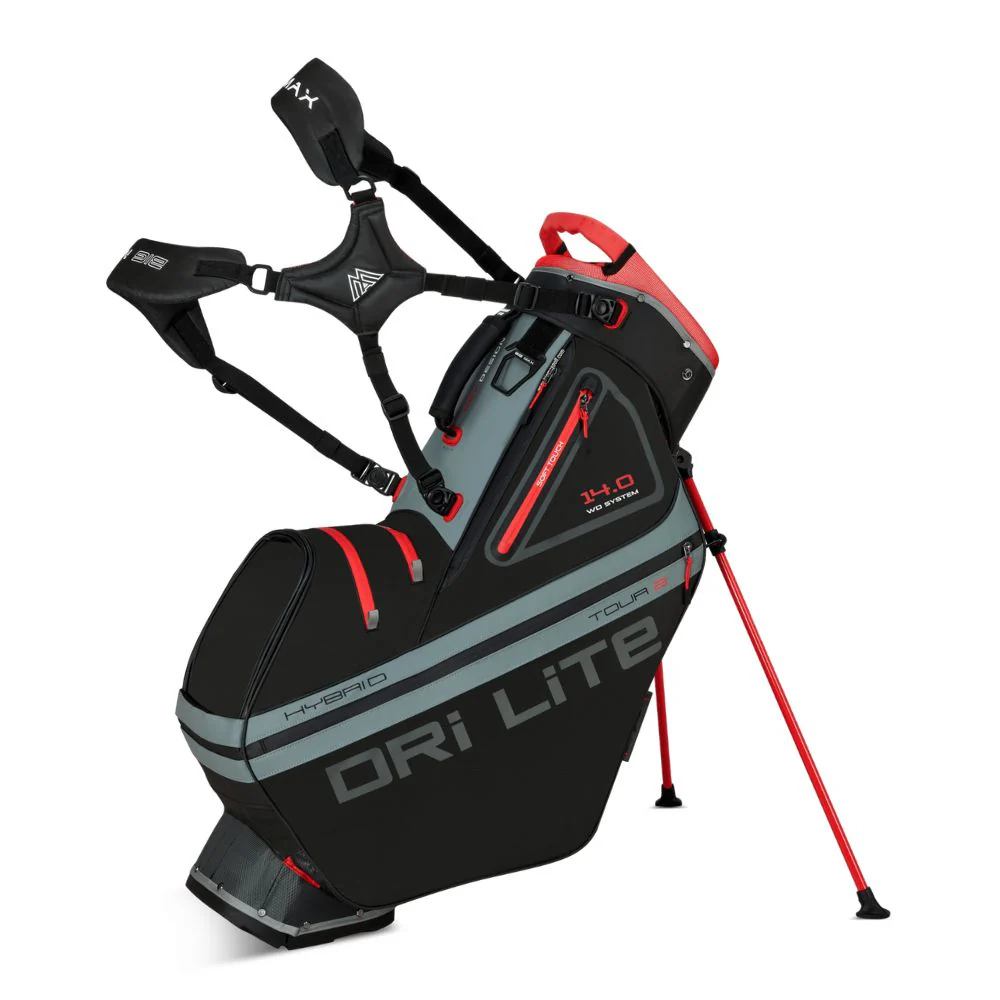 Big Max Dri Lite Hybrid Tour 2 Golf Stand Bag - Black / Charcoal / Red