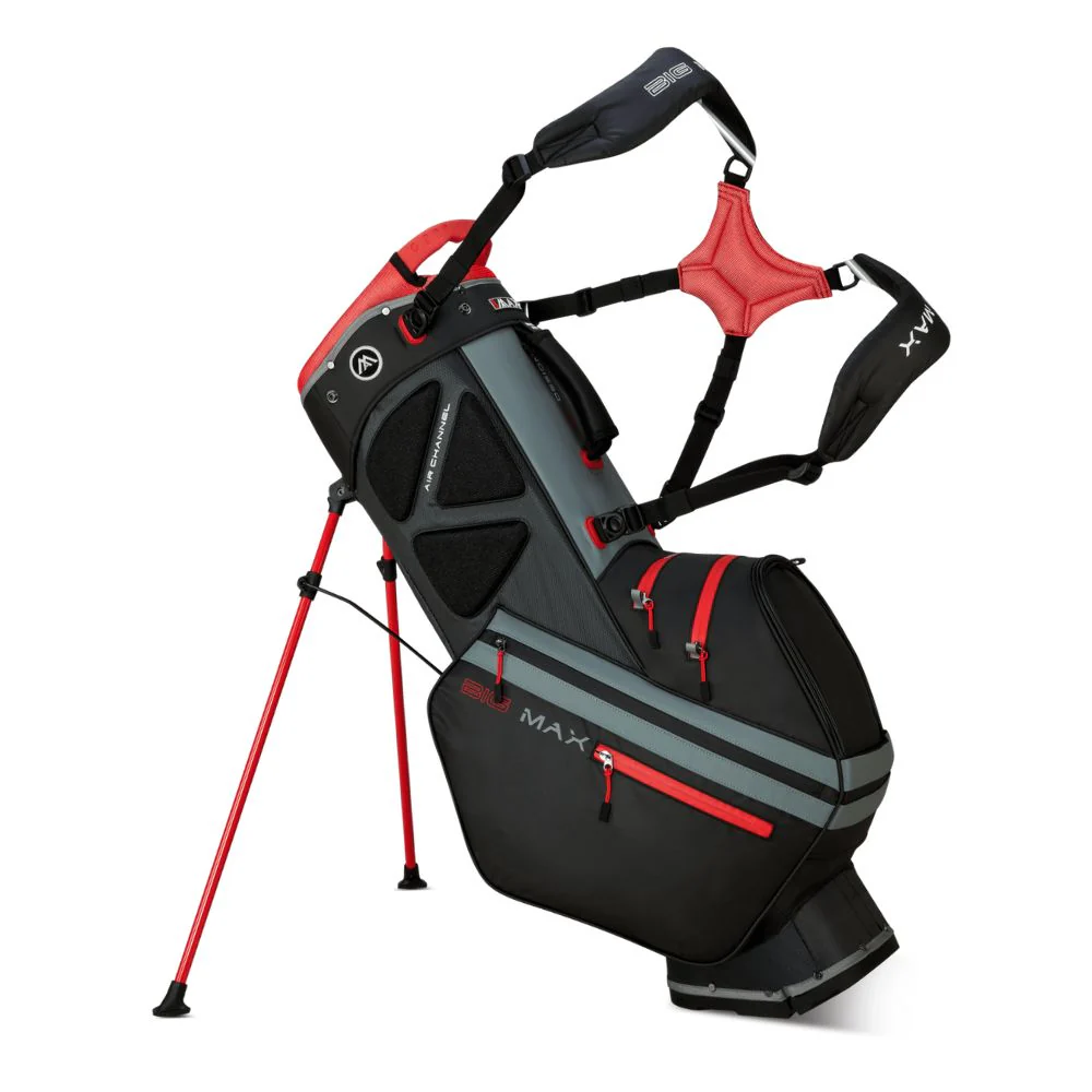 Big Max Dri Lite Hybrid Tour 2 Golf Stand Bag - Black / Charcoal / Red - Image 2