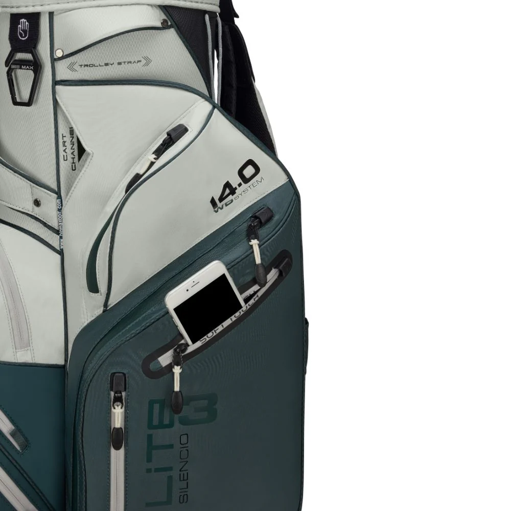 Big Max Dri Lite Silencio 3 Organiser Golf Cart Bag 2026 - Forest Green / Off White - Image 8