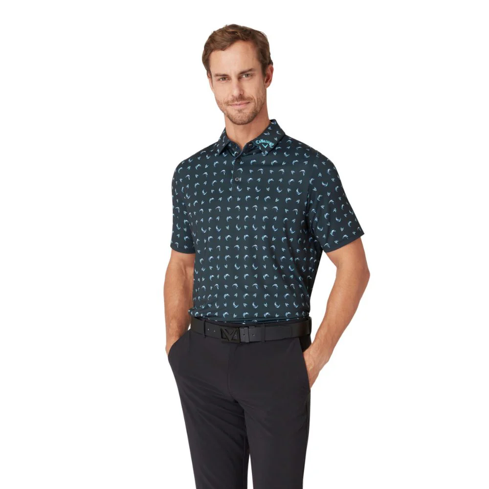 Callaway Abstract Chev Golf Polo Shirt - Caviar - Image 3