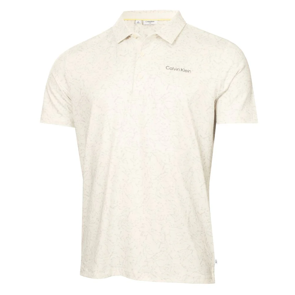 Calvin Klein Abstract Watercolour Printed Golf Polo Shirt CKMS25938 - Turtledove