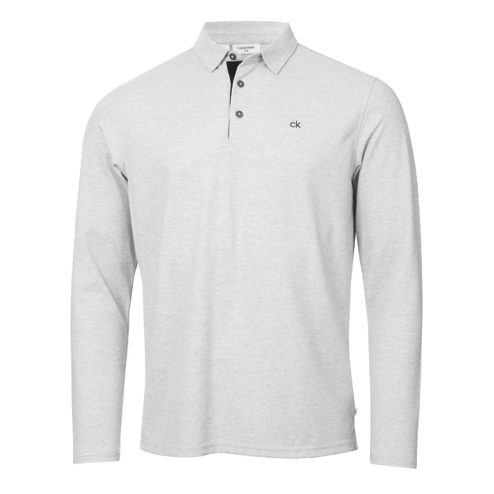 Calvin Klein Bayard Long Sleeve Golf Polo Shirt 2025 - Silver Marl