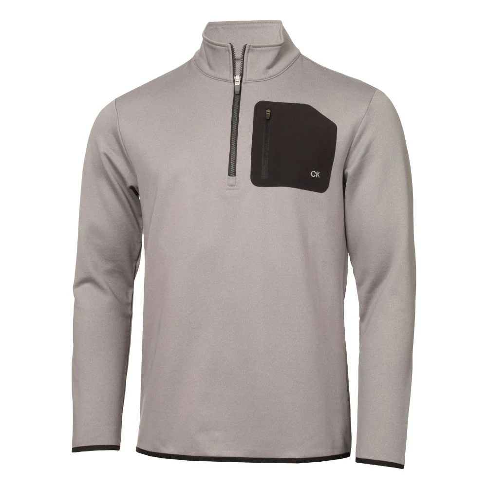 Calvin Klein Delta 1/2 Zip Mid Layer Golf Pullover Top - Silver Marl