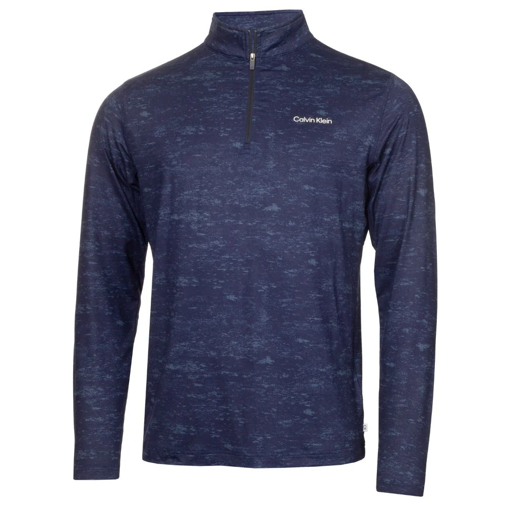 Calvin Klein Newport 1/2 Zip Pullover Golf Top C9924 - Evening Blue Print