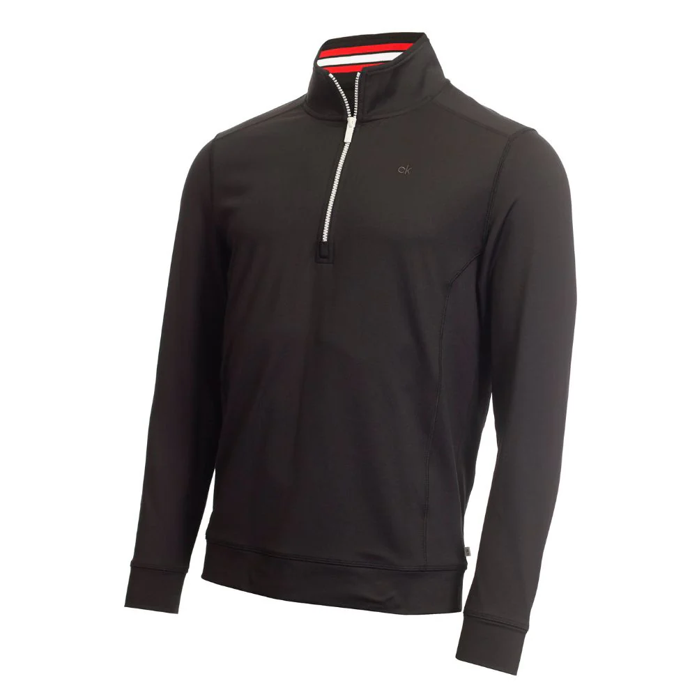 Calvin Klein Orbit 1/2 Zip Pullover Golf Top C9464A - Black Red