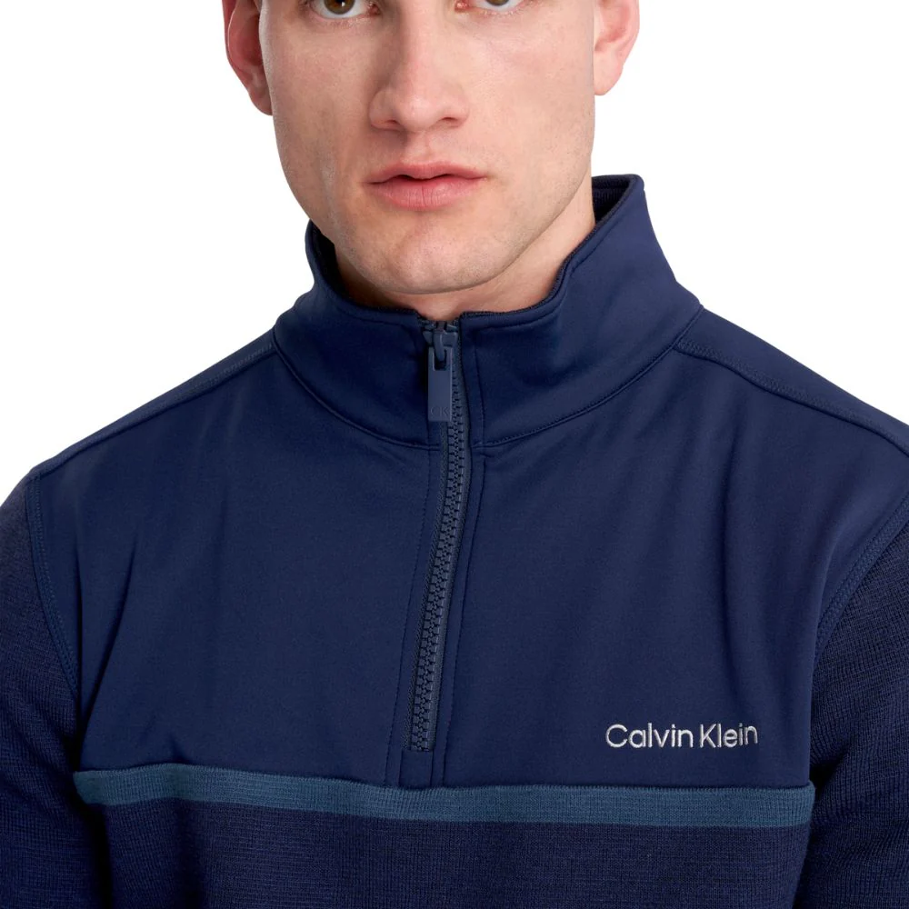 Calvin Klein Padera 1/4 Zip Hybrid Sweater 2024 CKMA24918 - Evening Blue Marl - Image 2