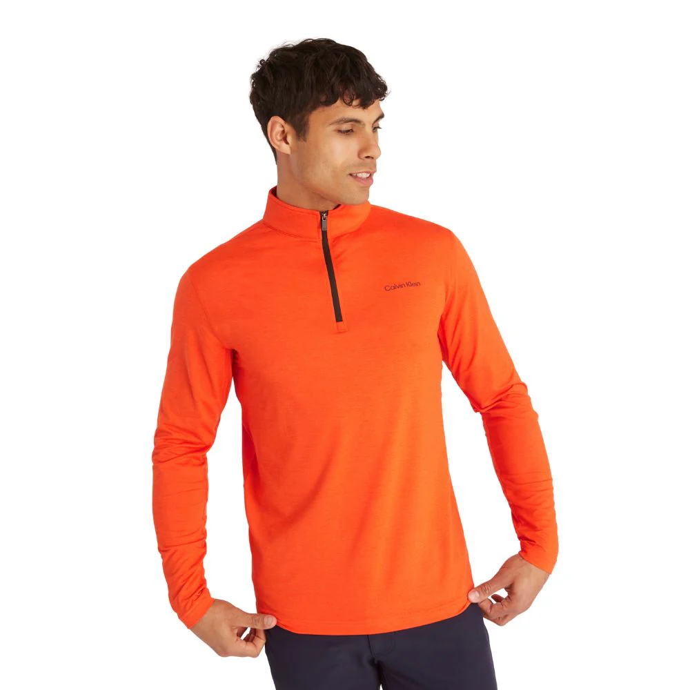 Calvin Klein Newport 1/2 Zip Pullover Golf Top 2025 - Spicy Orange Marl - Image 3