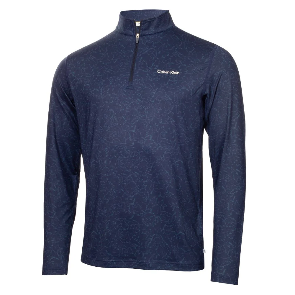 Calvin Klein Printed Newport 1/2 Zip Golf Top CKMS25956 - Navy