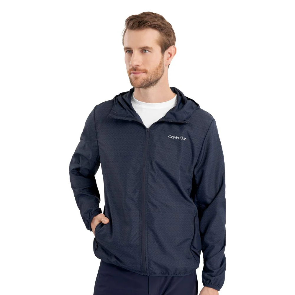 Calvin Klein Printed Windbreaker Golf Hoodie CKMS25957 - Navy - Image 3