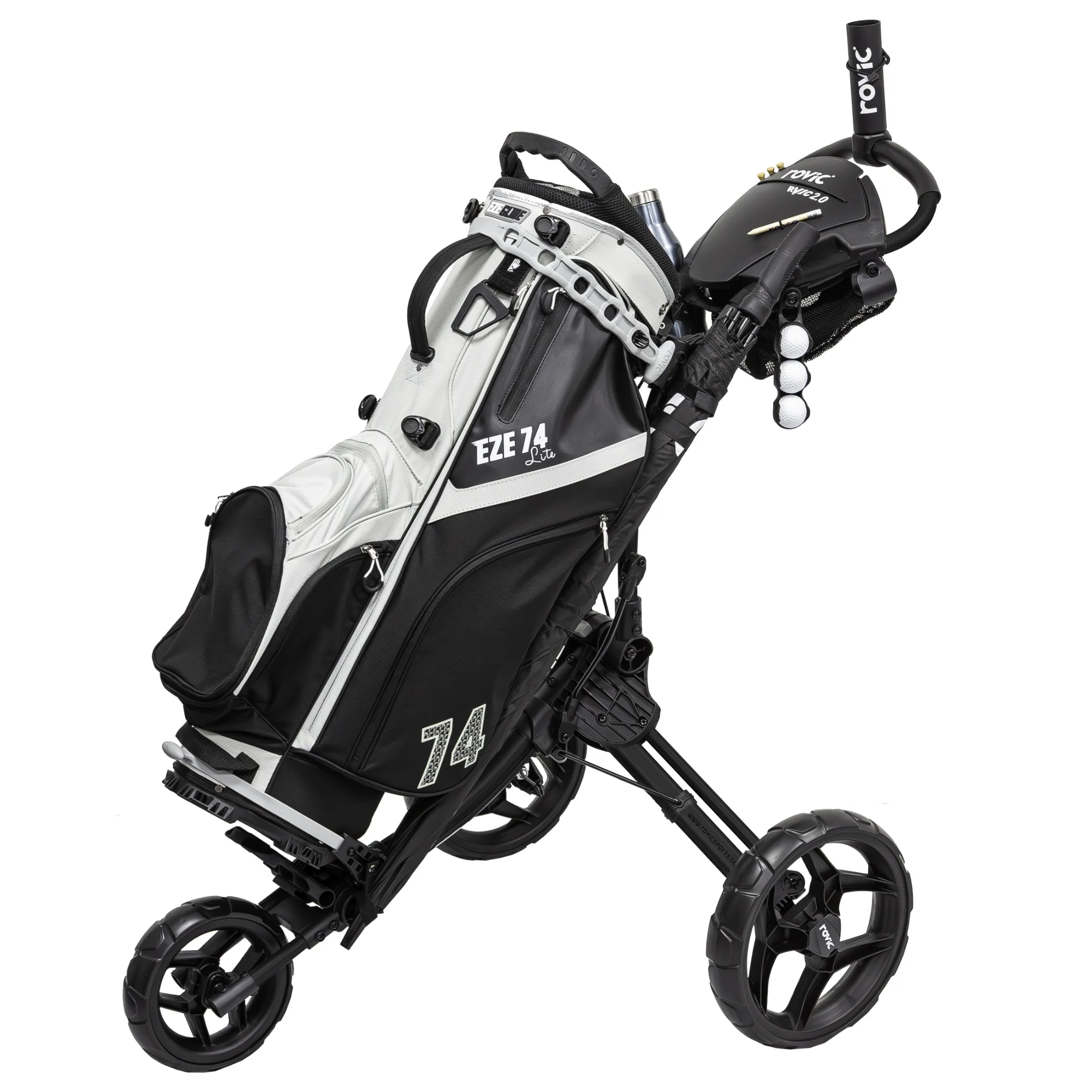 Clicgear Rovic RV1C 2.0 3 Wheeled Golf Trolley + Free Umbrella Holder - Image 2