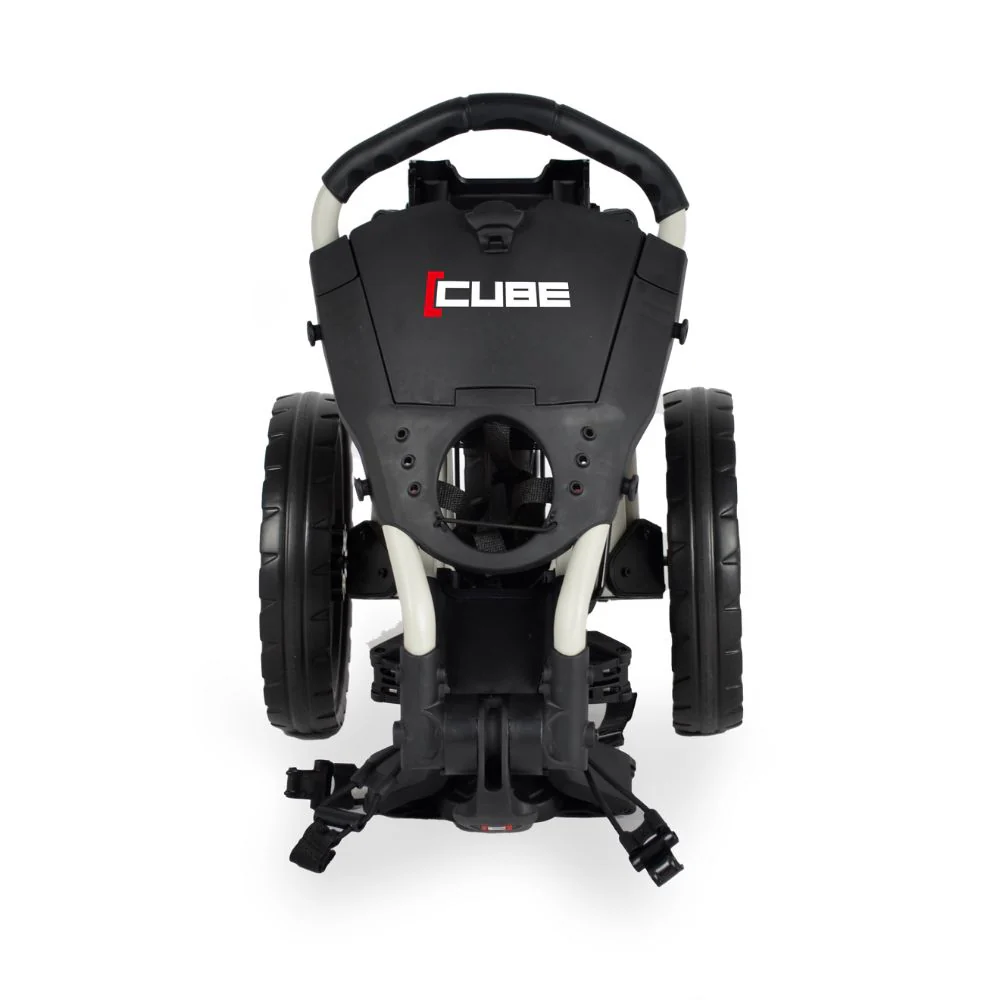 Wishbone Cube 3 Wheel Compact Golf Trolley - Off White / Red - Free Gift - Image 4