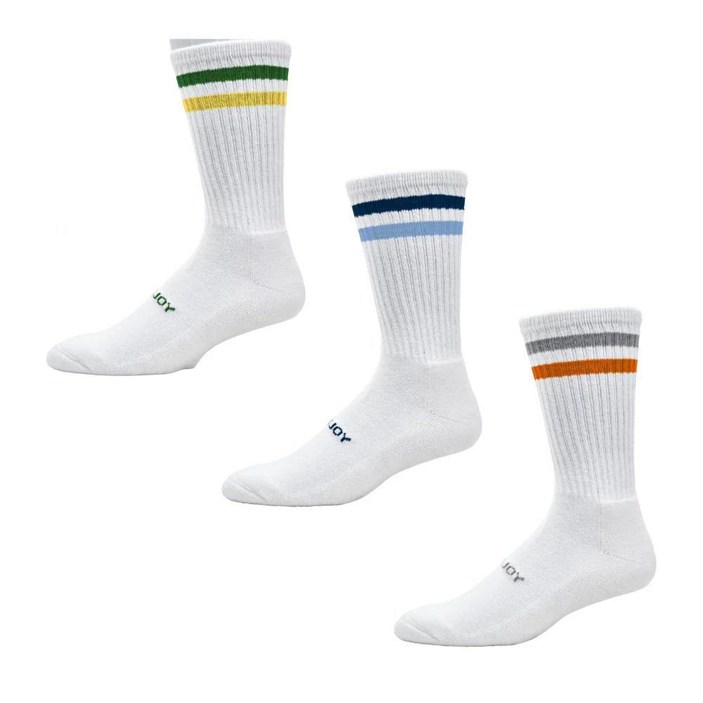 FootJoy ComfortSof Crew Socks 11506 - 3 Pack - White Assorted Stripe