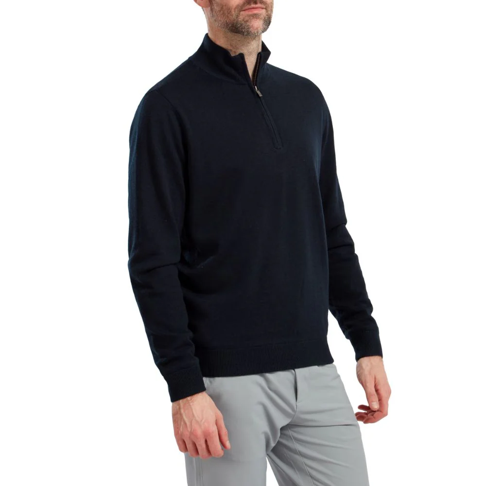 Footjoy Essentials Woolblend 1/2 Zip Lined Mens Golf Midlayer Top - 90210 - Image 3