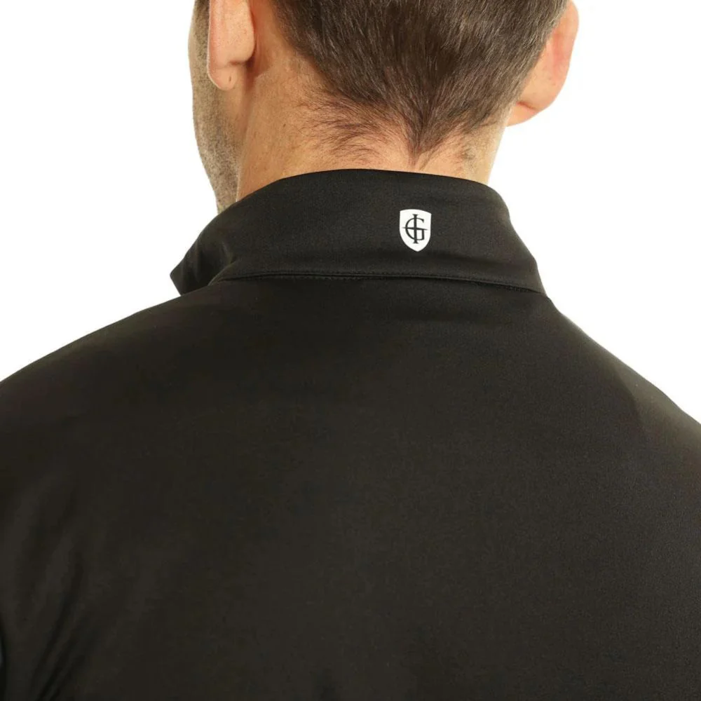 Island Green 1/4 Zip Colour Block Men's Pullover Golf Top - Navy / Black - Image 2