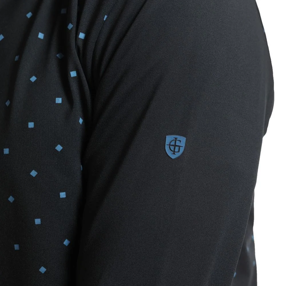 Island Green 1/4 Zip Men's Dot Print Pullover Golf Top - Navy / Mid Blue - Image 2