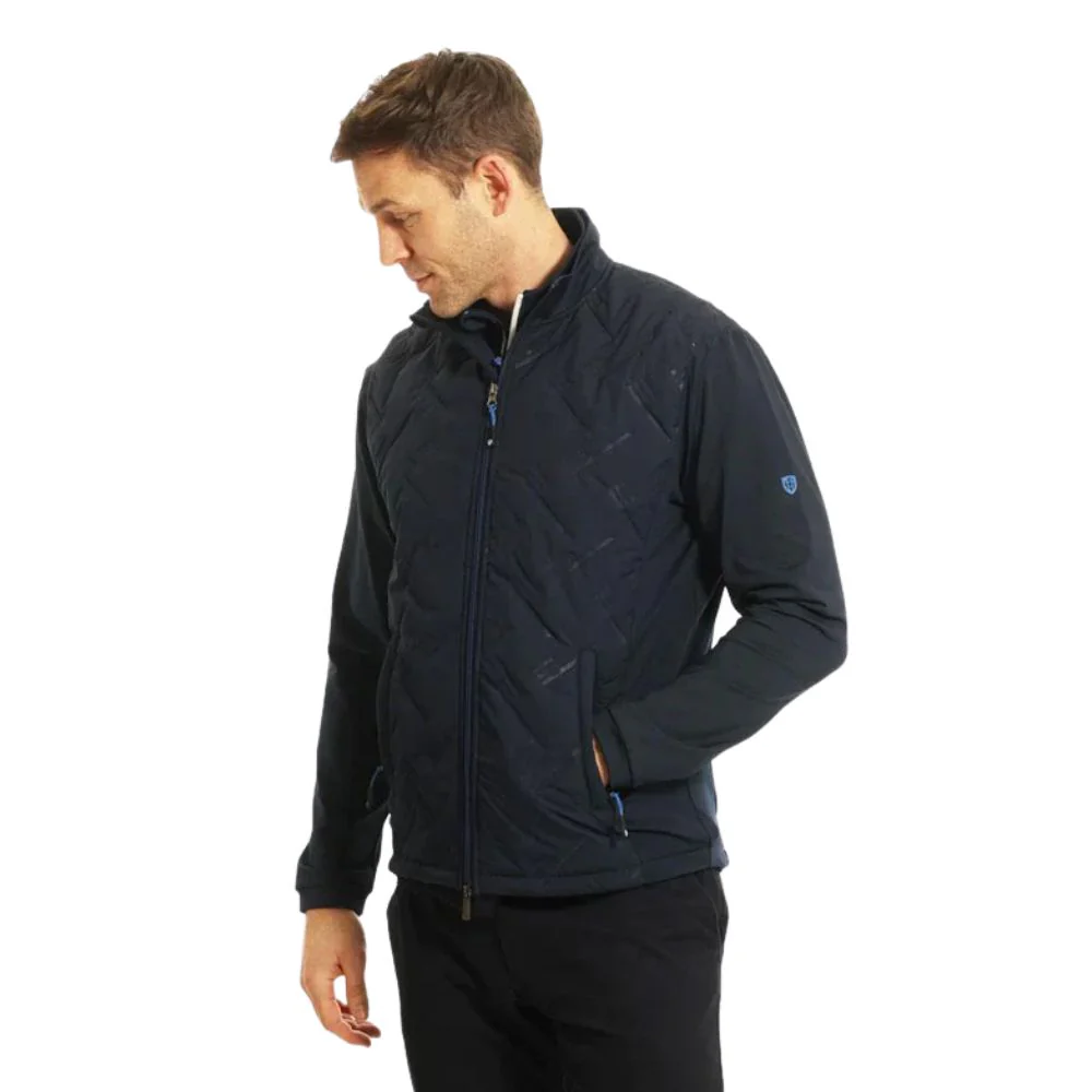 Island Green Heat-Welded Quilted Men's Golf Jacket - Navy