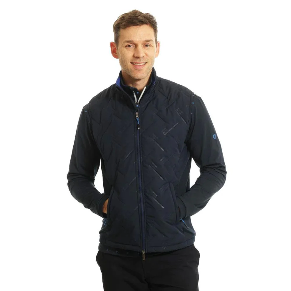 Island Green Heat-Welding Quilted Men's Golf Gilet - Navy - Image 2