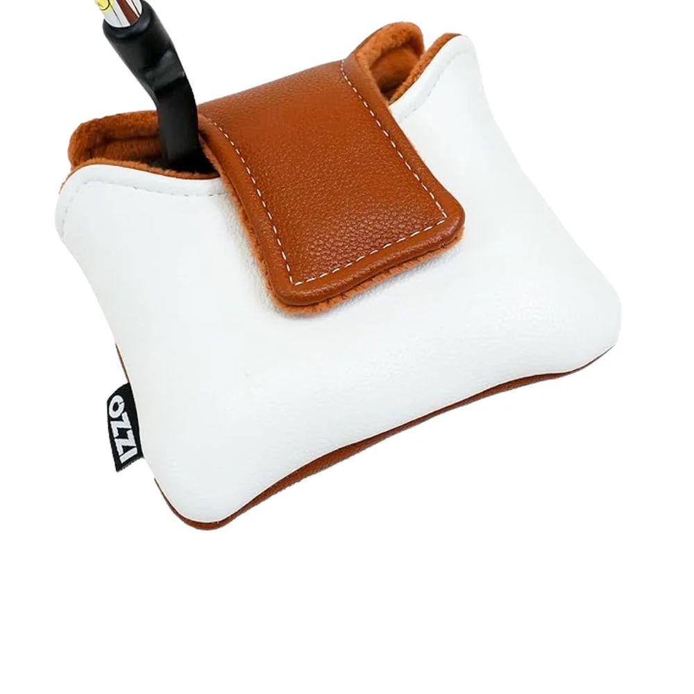 IZZO Golf Premium Spider Mallet Putter Headcover - White / Camel