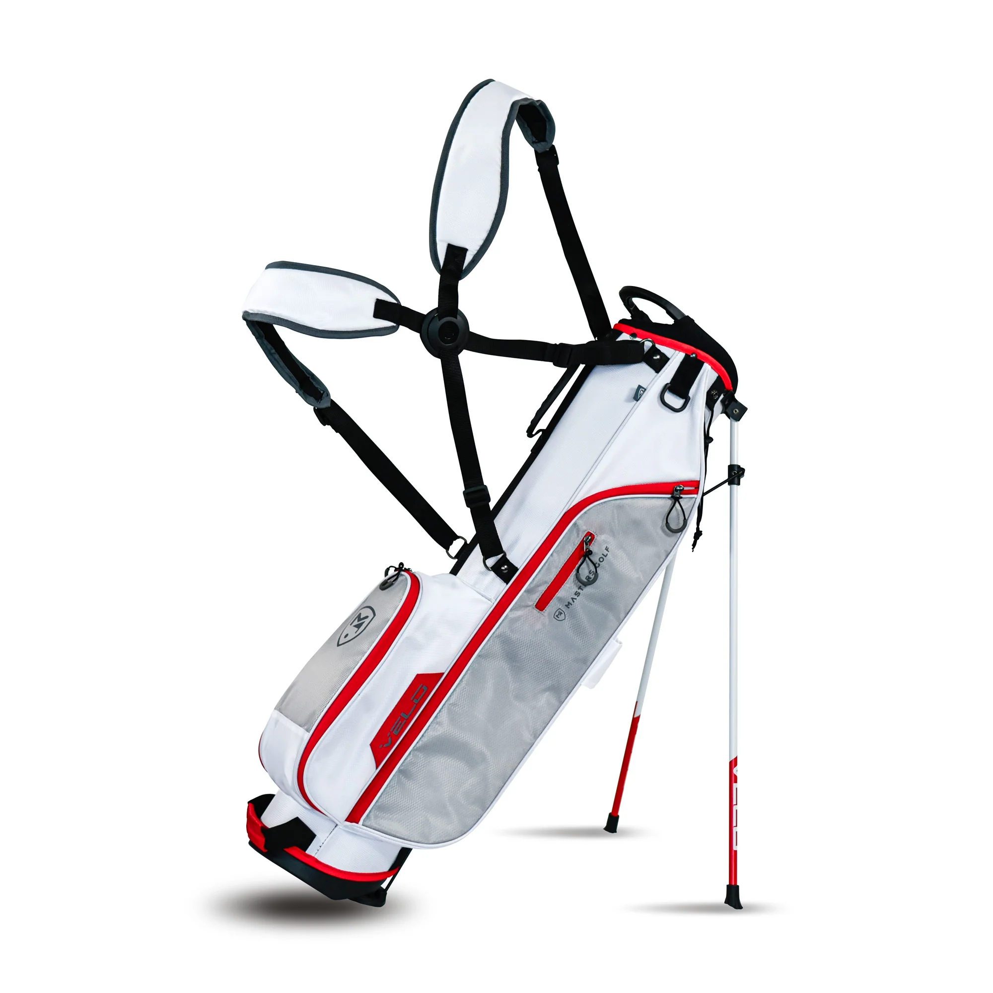 Masters SL 650 Velo 6.5" Top Golf Stand Bag - White / Shuttle Grey / Varsity Red