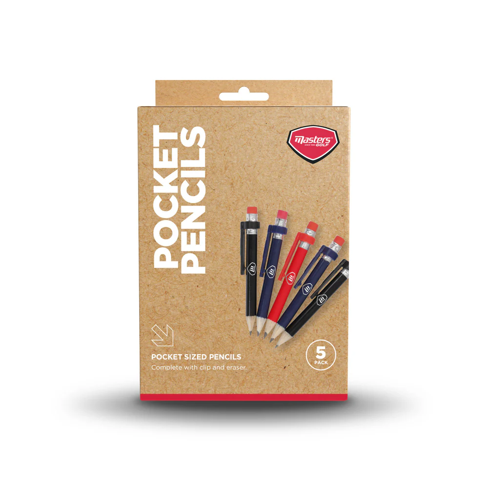 Masters Golf Wood Pencils with Clip and Eraser 5 Pack - Image 2
