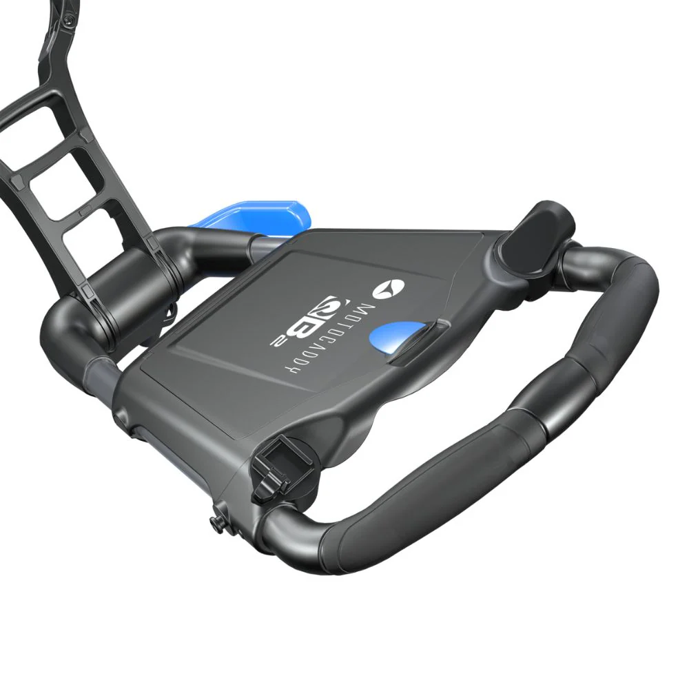 Motocaddy QB2 Cube Compact Folding Push Golf Trolley - Charcoal / Blue - Image 4