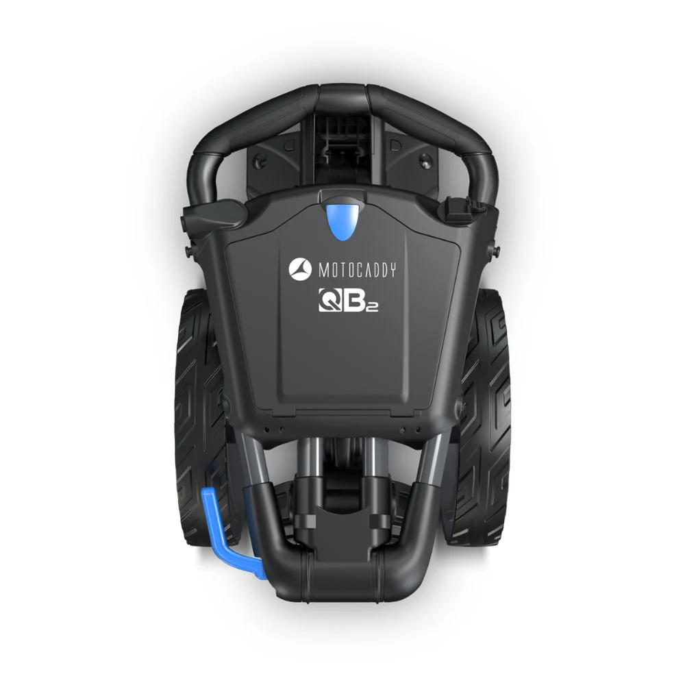 Motocaddy QB2 Cube Compact Folding Push Golf Trolley - Charcoal / Blue - Image 5