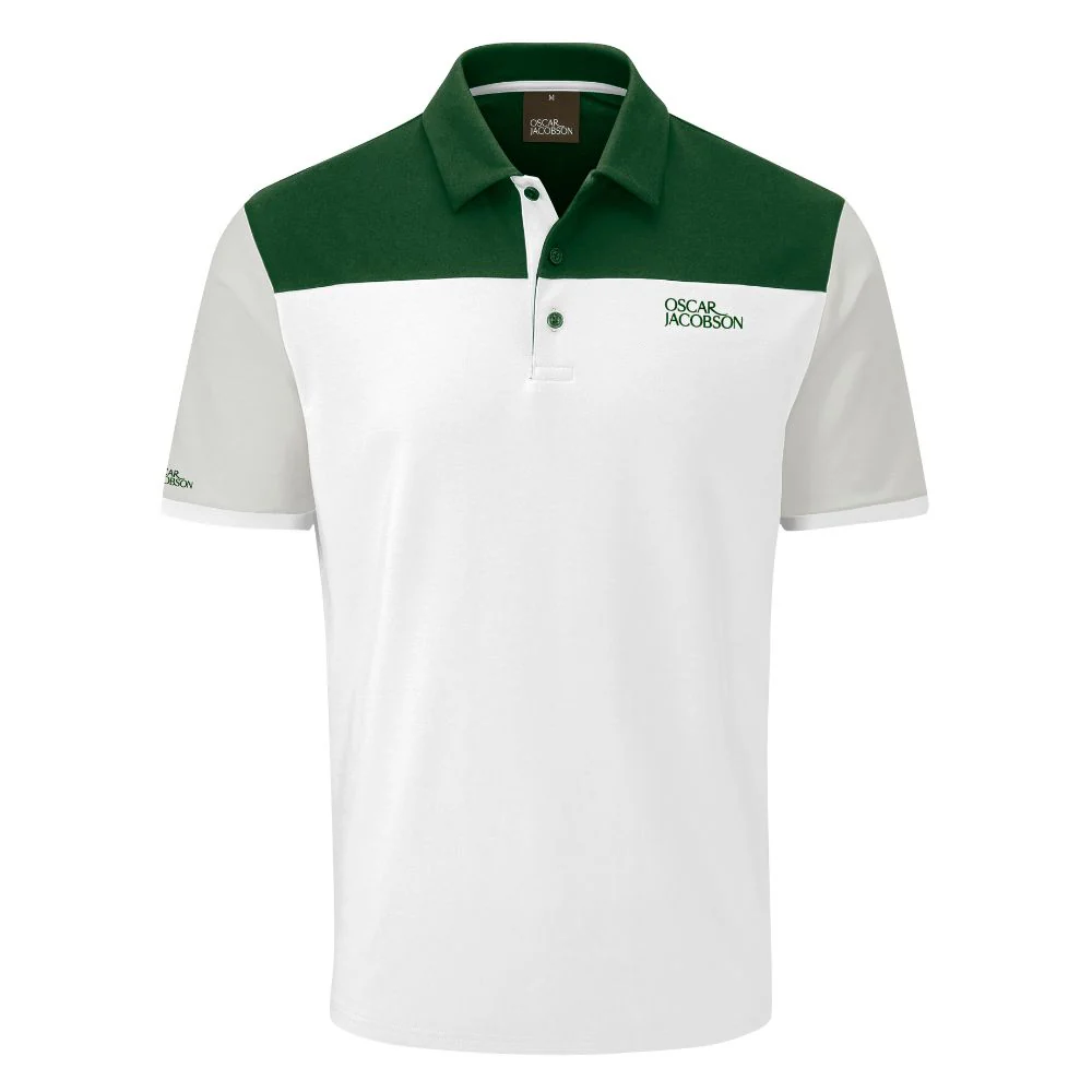 Oscar Jacobson Adelaide Men's Golf Polo Shirt 2026 - White/Pineneedle