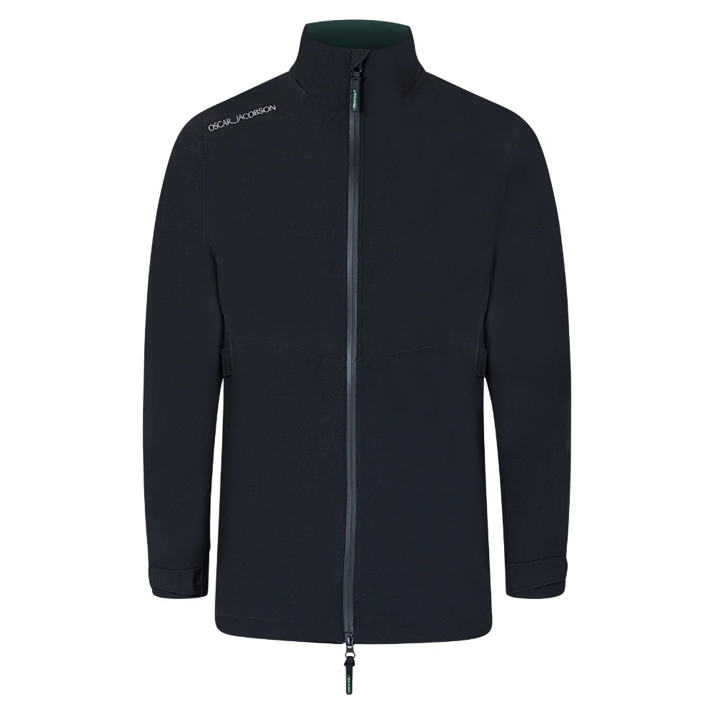 Oscar Jacobson Alex Full Zip Waterproof Mens Golf Jacket 2025 - Black / Pineneedle