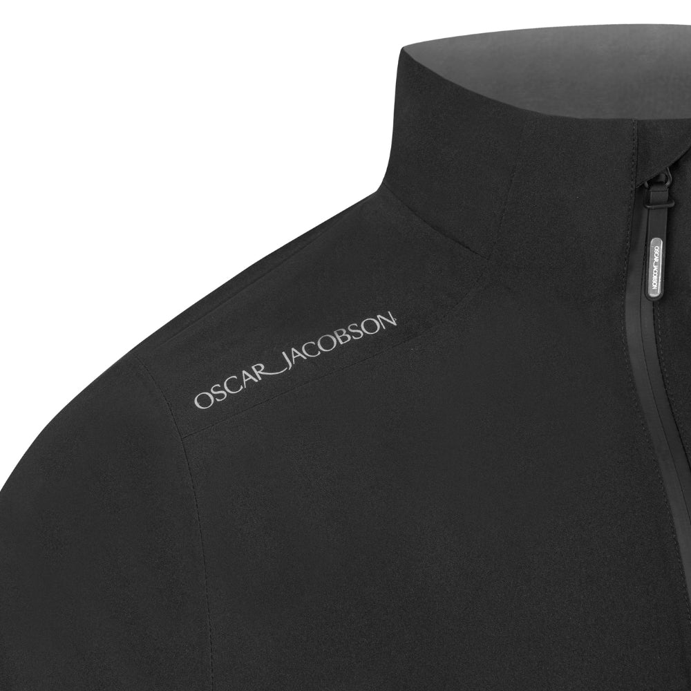 Oscar Jacobson Alex Full Zip Waterproof Mens Golf Jacket 2025 - Black / Pineneedle - Image 3