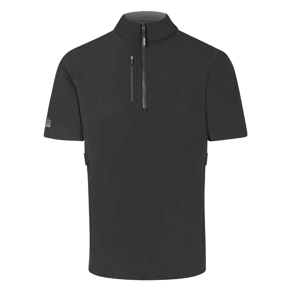 Oscar Jacobson Arlington 1/4 Zip Waterproof Men's Short Sleeve Golf Jacket - Black / Pewter