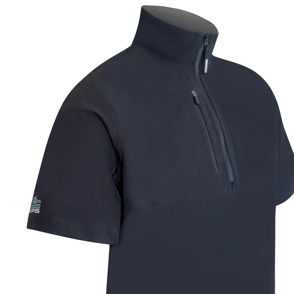 Oscar Jacobson Arlington 1/4 Zip Waterproof Men's Short Sleeve Golf Jacket - Black / Pewter - Image 3