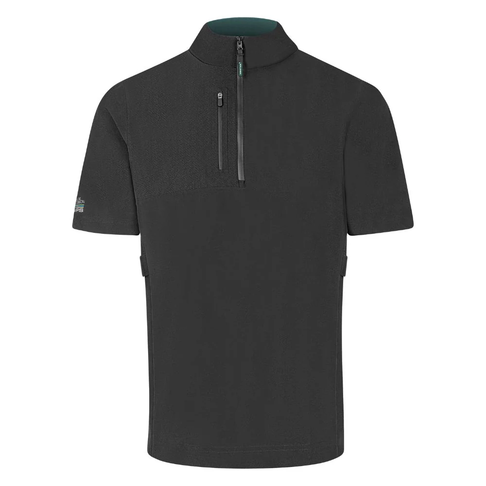 Oscar Jacobson Arlington 1/4 Zip Waterproof Mens Short Sleeve Golf Jacket 2025 - Black / Pineneedle