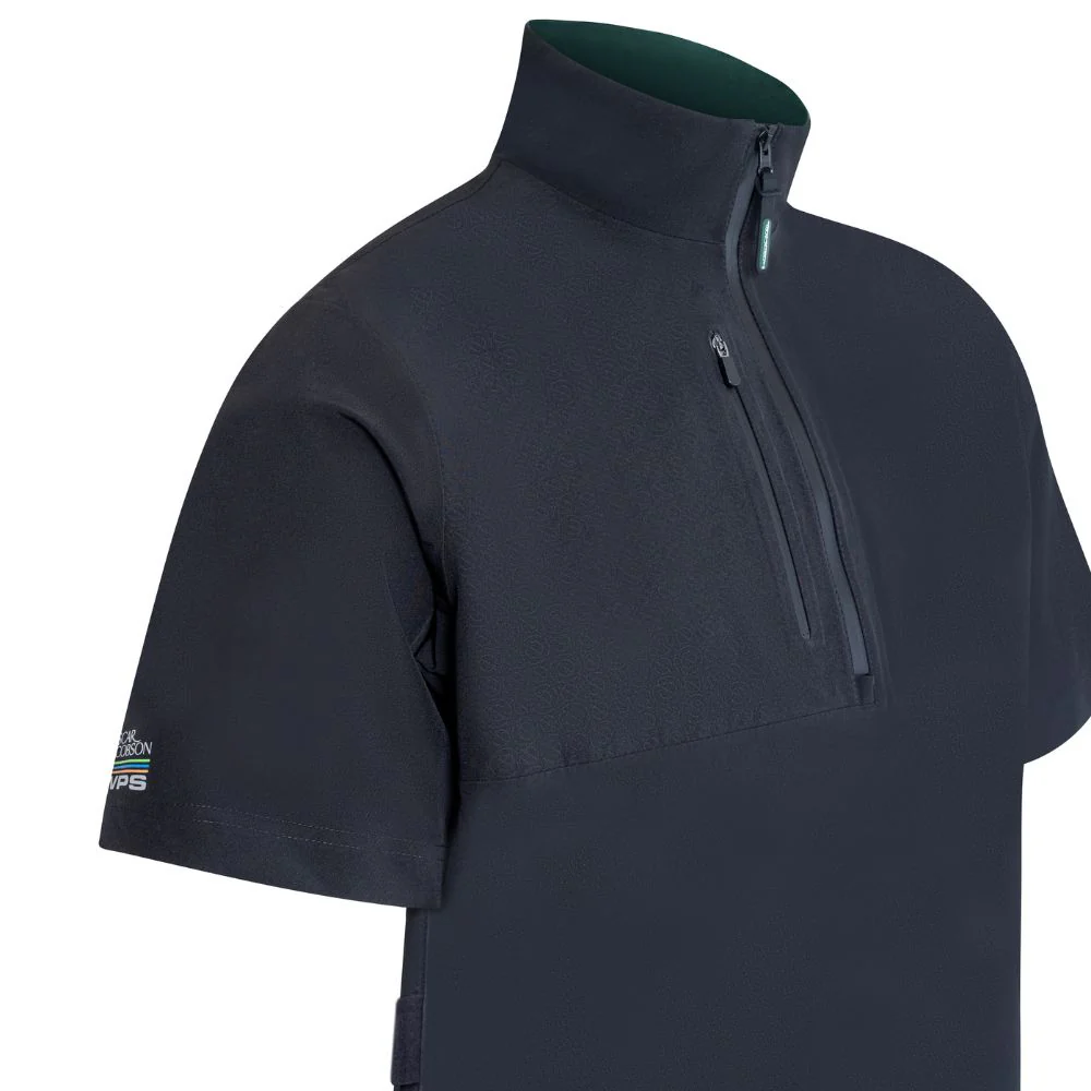 Oscar Jacobson Arlington 1/4 Zip Waterproof Mens Short Sleeve Golf Jacket 2025 - Black / Pineneedle - Image 3