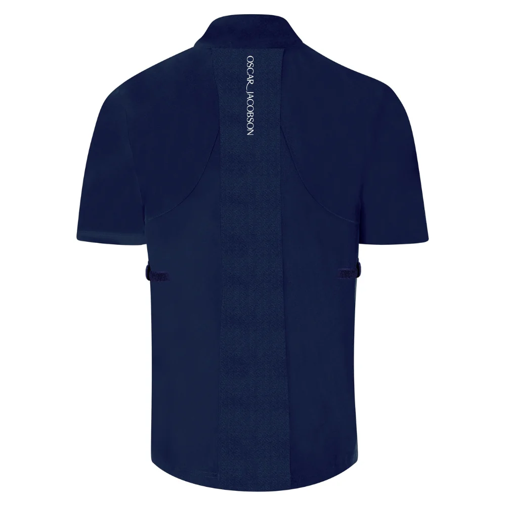 Oscar Jacobson Arlington 1/4 Zip Waterproof Men's Short Sleeve Golf Jacket - Navy / Pewter - Image 2