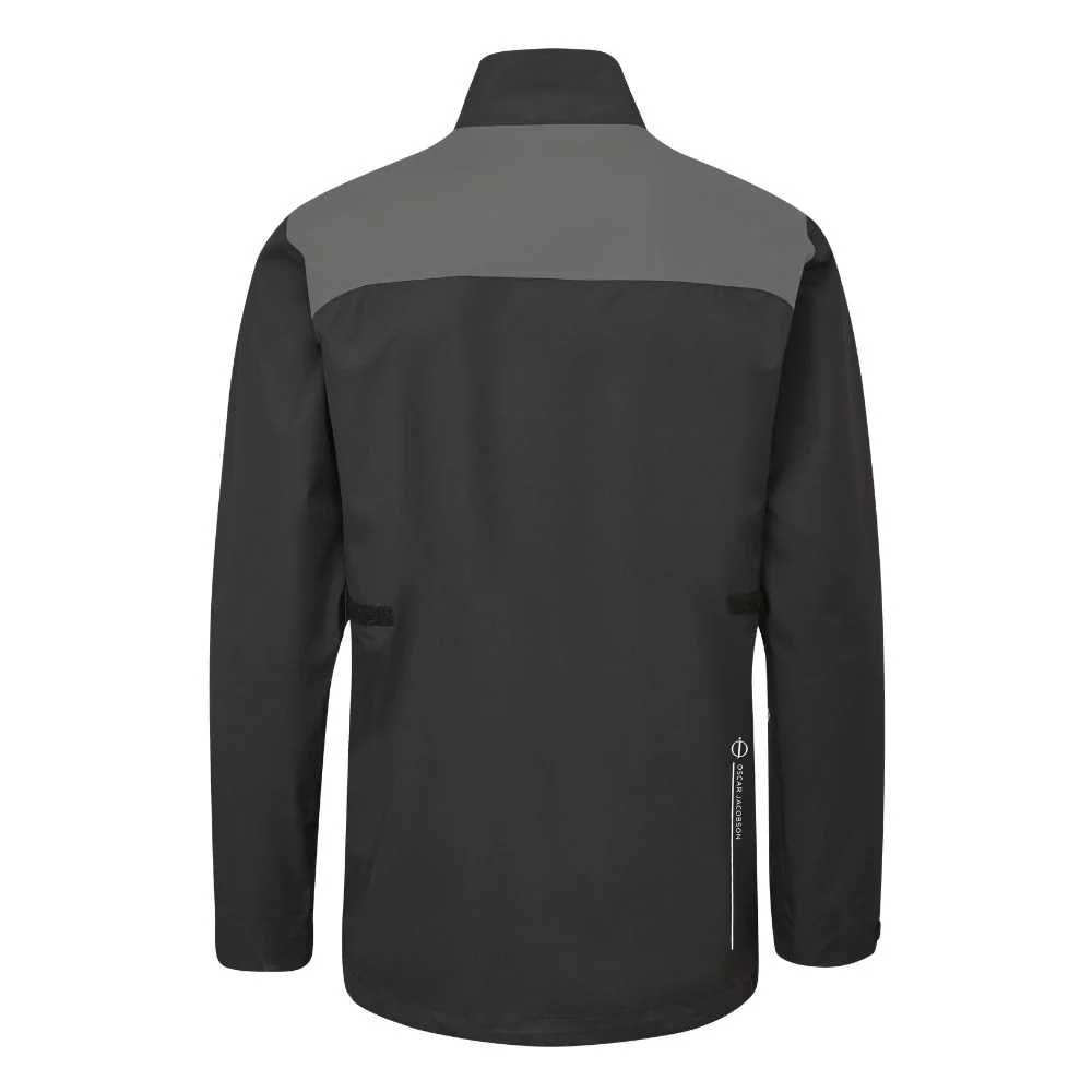 Oscar Jacobson Greylands Mens Waterproof Golf Jacket - Black / Pewter - Image 2