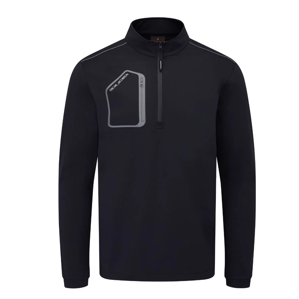 Oscar Jacobson Hastings 1/4 Zip Mens Golf Pullover Top - Black / Pewter