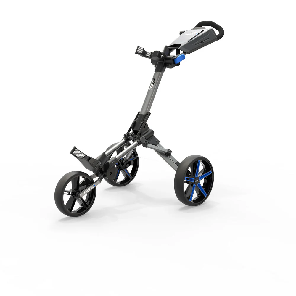 Powakaddy Micra Cube Compact Push Golf Trolley - Blue Trim - Image 2