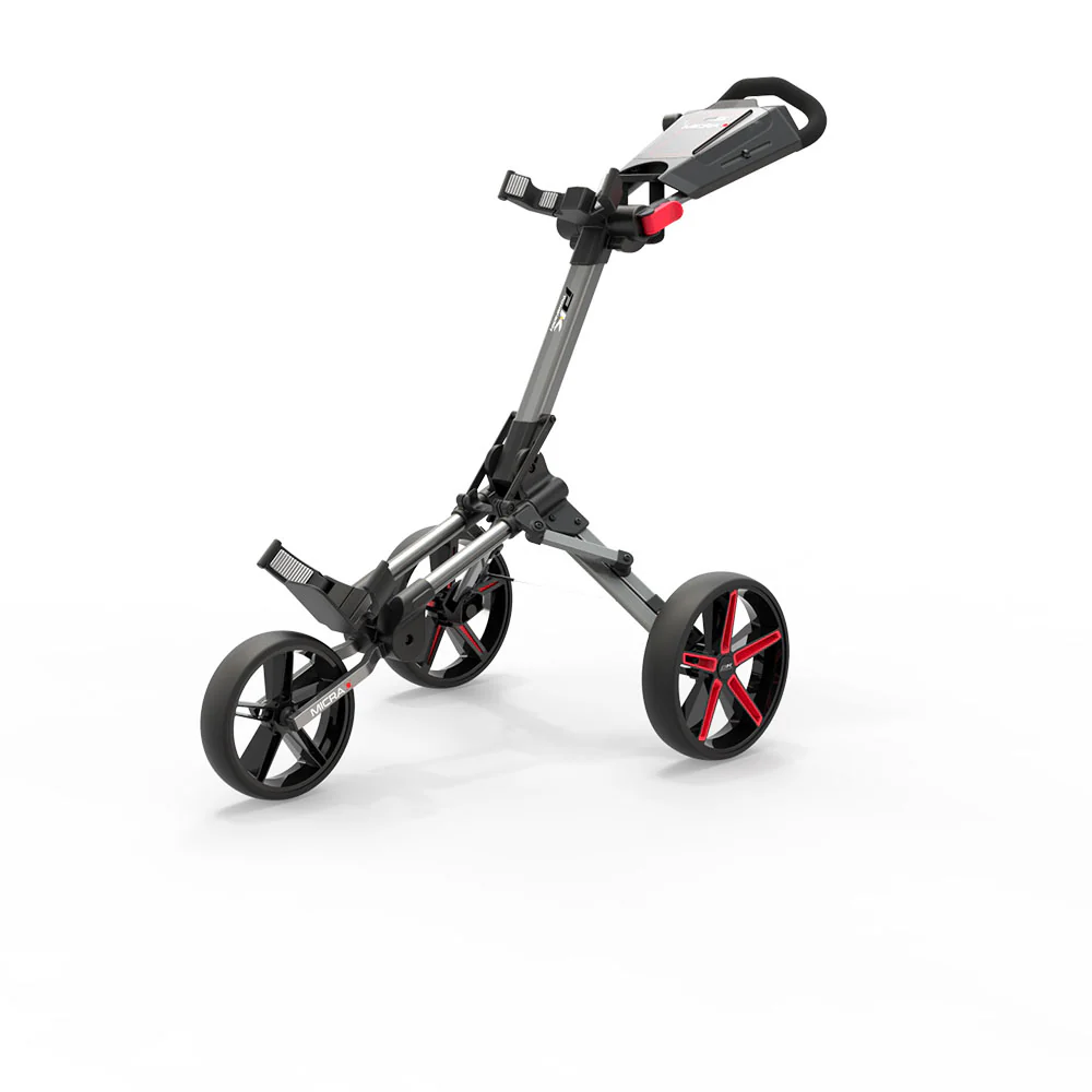 Powakaddy Micra Cube Compact Push Golf Trolley - Red Trim - Image 2