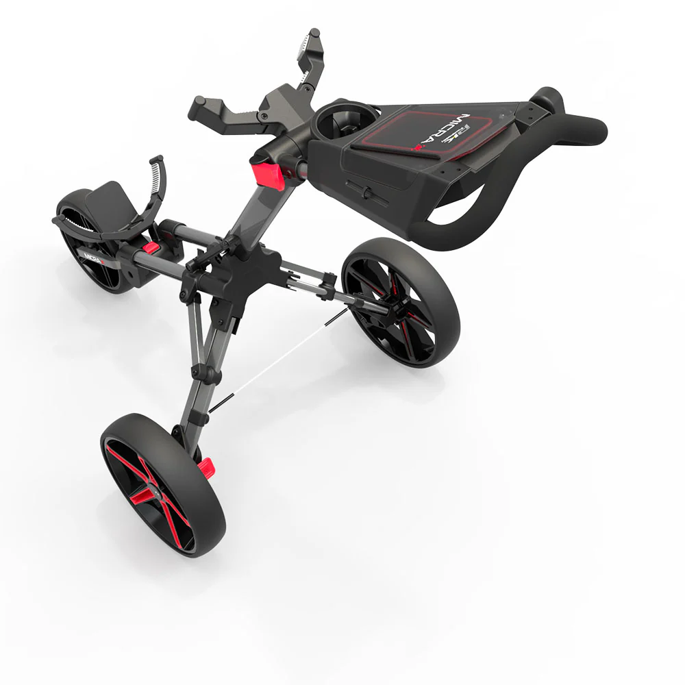 Powakaddy Micra Cube Compact Push Golf Trolley - Red Trim - Image 3