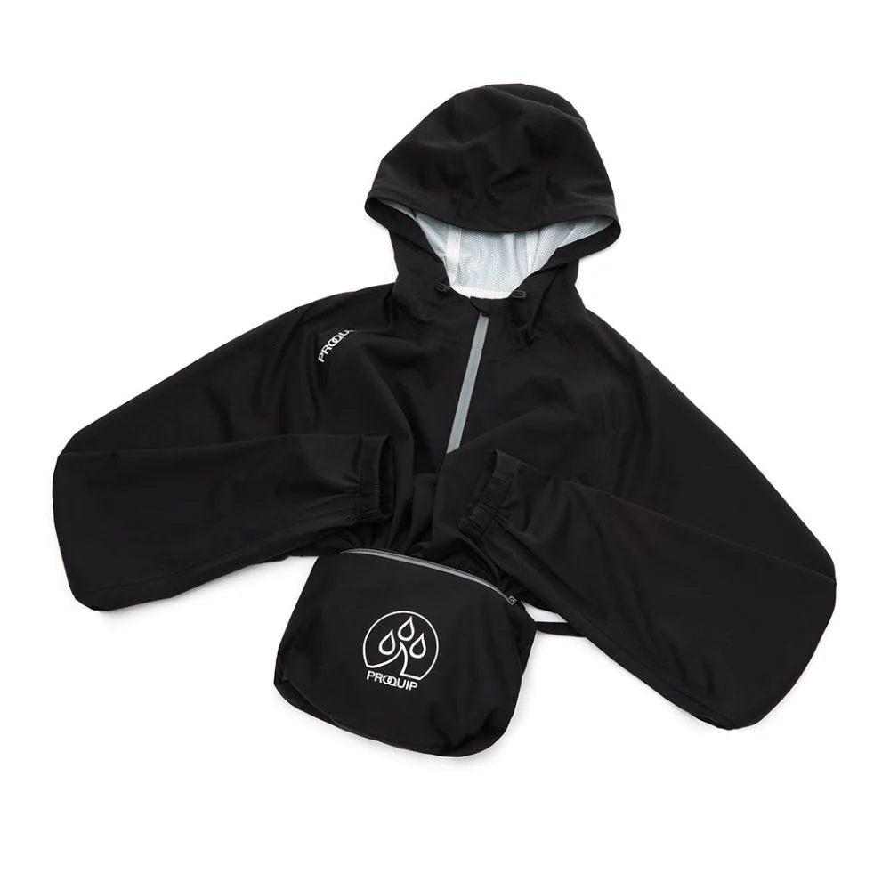 ProQuip Propac Lite Packable Waterproof Hooded Golf Jacket - Black - Image 3