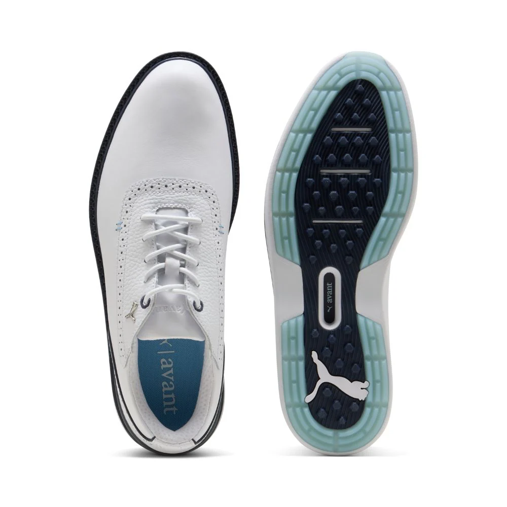 PUMA Avant 2.0 Spikeless Golf Shoes 2026 - White / Deep Navy / Spring Blue - Image 3