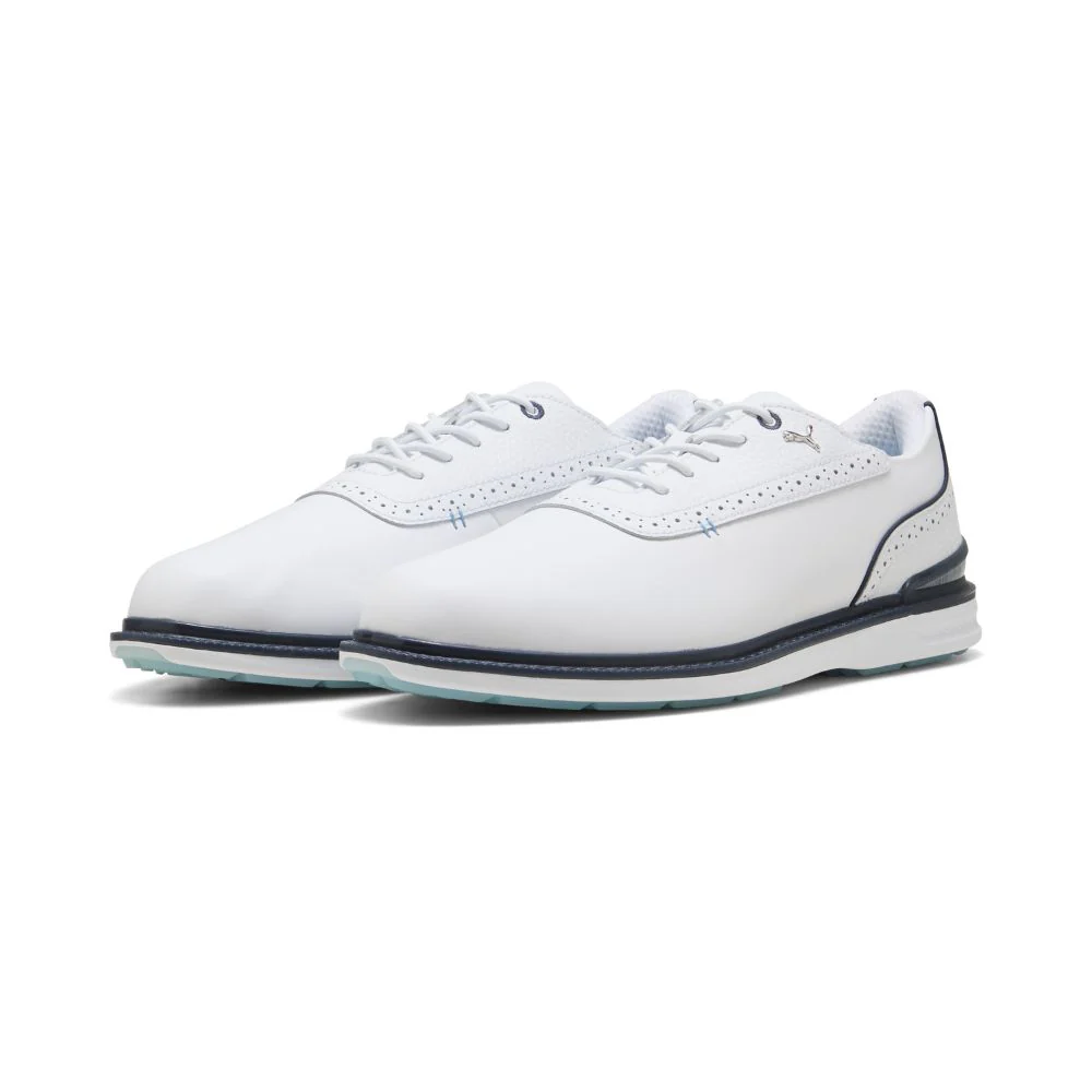 PUMA Avant 2.0 Spikeless Golf Shoes 2026 - White / Deep Navy / Spring Blue - Image 4