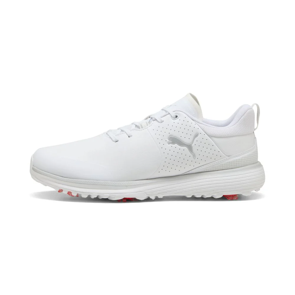 PUMA Fusion Grip ST Spiked Golf Shoes 2026 - White / Silver / Ash Grey
