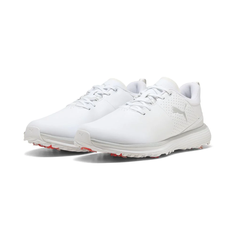 PUMA Fusion Grip ST Spiked Golf Shoes 2026 - White / Silver / Ash Grey - Image 4