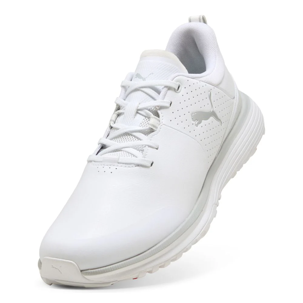 PUMA Fusion Grip ST Spiked Golf Shoes 2026 - White / Silver / Ash Grey - Image 5