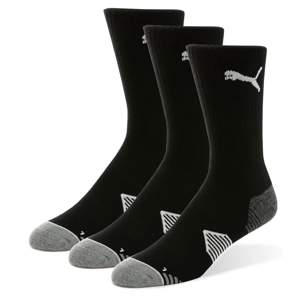 PUMA Golf Essential Crew Cut 3 Pair Sock Pack 2026 - Black