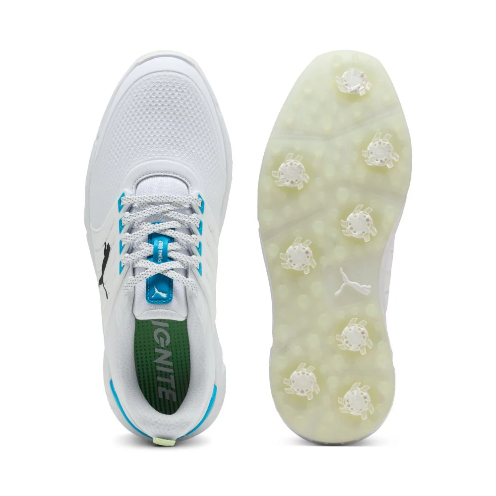 PUMA IGNITE Elevate 2 Tour Spiked Golf Shoes 2026 - White / Apple Spritz / Speed Blue - Image 3