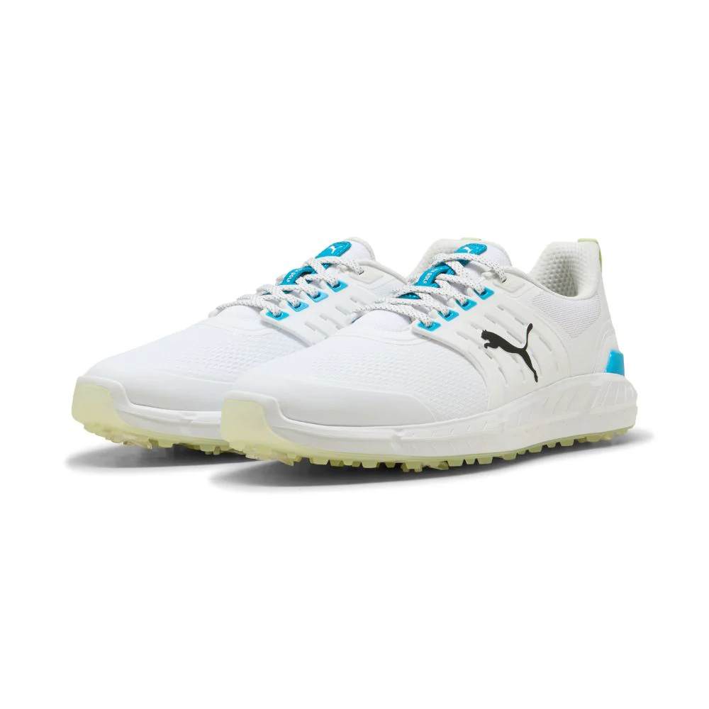 PUMA IGNITE Elevate 2 Tour Spiked Golf Shoes 2026 - White / Apple Spritz / Speed Blue - Image 4