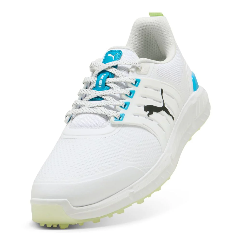 PUMA IGNITE Elevate 2 Tour Spiked Golf Shoes 2026 - White / Apple Spritz / Speed Blue - Image 5